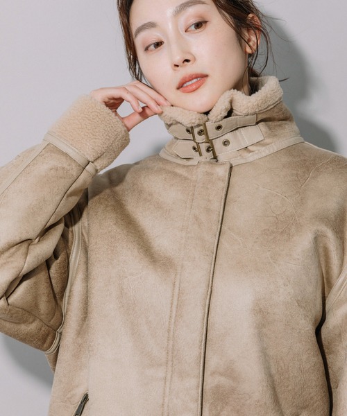 Munich（ミューニック）の「エコムートンボンバージャケット（ブルゾン・レディース・ブラック/ベージュ・S/XS）」の13枚目の写真