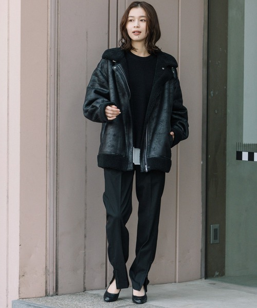 Munich（ミューニック）の「エコムートンボンバージャケット（ブルゾン・レディース・ブラック/ベージュ・S/XS）」の20枚目の写真