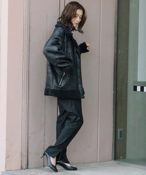 Munich（ミューニック）の「エコムートンボンバージャケット（ブルゾン・レディース・ブラック/ベージュ・S/XS）」の21枚目の写真