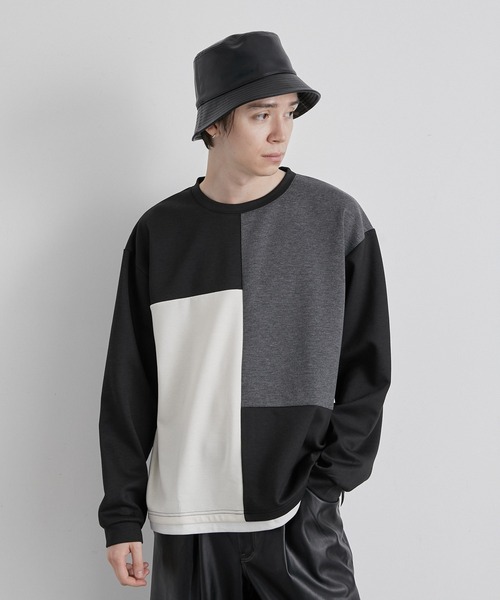 JUNRED(ジュンレッド)の「ブロッキングレイヤードクルーネックプルオーバー(その他トップス・メンズ・グレー/ブルー/ブラック・M/L/LL)」の2枚目の写真