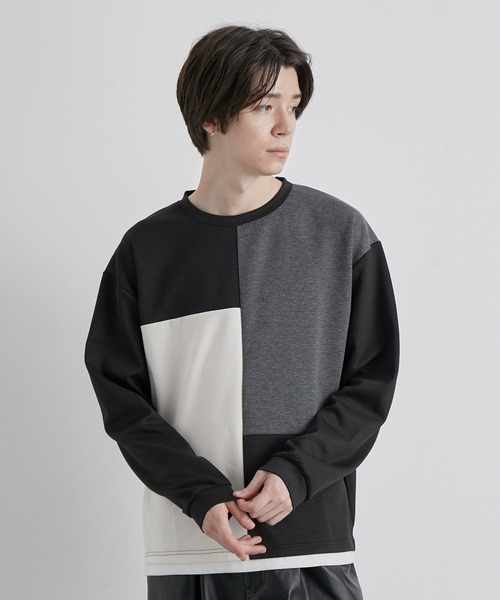 JUNRED(ジュンレッド)の「ブロッキングレイヤードクルーネックプルオーバー(その他トップス・メンズ・グレー/ブルー/ブラック・M/L/LL)」の12枚目の写真