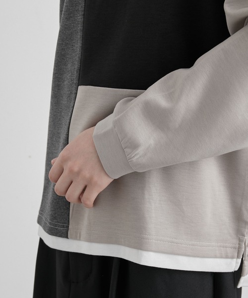 JUNRED(ジュンレッド)の「ブロッキングレイヤードクルーネックプルオーバー(その他トップス・メンズ・グレー/ブルー/ブラック・M/L/LL)」の9枚目の写真