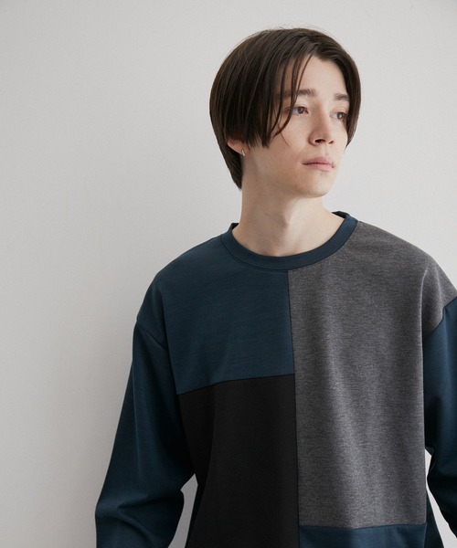 JUNRED(ジュンレッド)の「ブロッキングレイヤードクルーネックプルオーバー(その他トップス・メンズ・グレー/ブルー/ブラック・M/L/LL)」の21枚目の写真