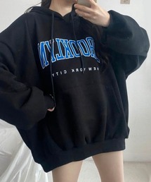 Dalfwin | 【裏起毛あり･なし】2022 AW 秋冬 韓国ファッション スウェット パーカー レディース　BROOKLYNロゴフーディー オーバーサイズ ビッグシルエット(パーカー)