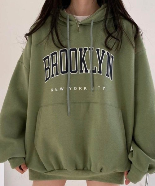 Dalfwin（ダールフィン）の「BROOKLYNロゴオーバーサイズ フーディーパーカー（パーカー・レディース・ブラック/グレー/カーキ/アイボリー/グレー系その他/ブラック系その他/ホワイト系その他/グリーン系その他・FREE）」の19枚目の写真