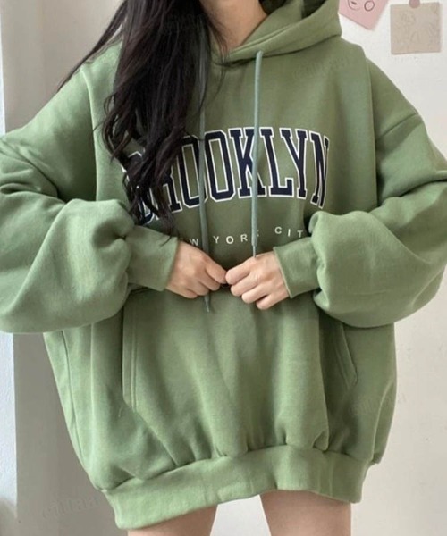 Dalfwin（ダールフィン）の「BROOKLYNロゴオーバーサイズ フーディーパーカー（パーカー・レディース・ブラック/グレー/カーキ/アイボリー/グレー系その他/ブラック系その他/ホワイト系その他/グリーン系その他・FREE）」の13枚目の写真