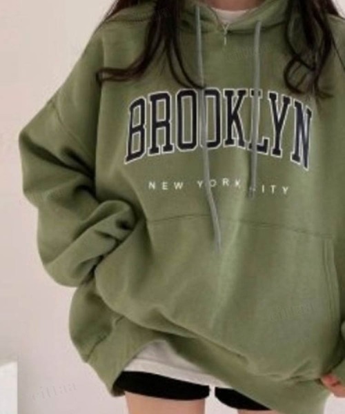 Dalfwin（ダールフィン）の「BROOKLYNロゴオーバーサイズ フーディーパーカー（パーカー・レディース・ブラック/グレー/カーキ/アイボリー/グレー系その他/ブラック系その他/ホワイト系その他/グリーン系その他・FREE）」の10枚目の写真