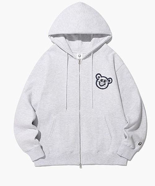 ISTKUNST（イストクンスト）の「【UNISEX】ISTKUNST／ベアスマイリーフーディーZIP(裏起毛)　2168686（パーカー・メンズ・ブラック/ライトグレー/パープル・MEDIUM/LARGE）」の16枚目の写真