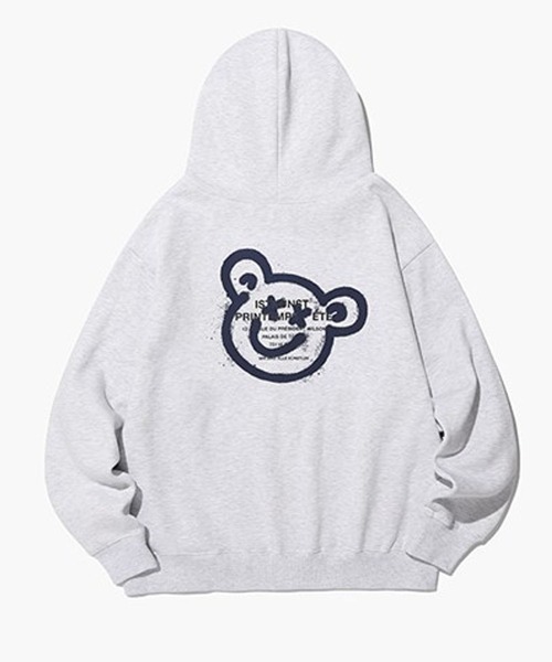 ISTKUNST（イストクンスト）の「【UNISEX】ISTKUNST／ベアスマイリーフーディーZIP(裏起毛)　2168686（パーカー・メンズ・ブラック/ライトグレー/パープル・MEDIUM/LARGE）」の6枚目の写真