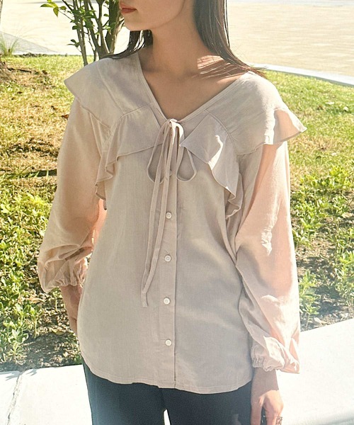 セール】フリルカラーブラウス（シャツ/ブラウス）｜Isn't She