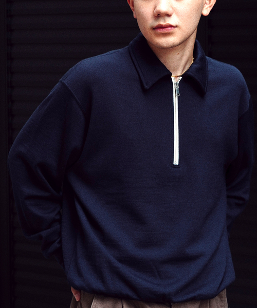 ALLEGE(アレッジ)の「【ALLEGE / アレッジ】HALF ZIP CUTSEAW(Tシャツ/カットソー・メンズ・グレー/ネイビー・3)」の7枚目の写真