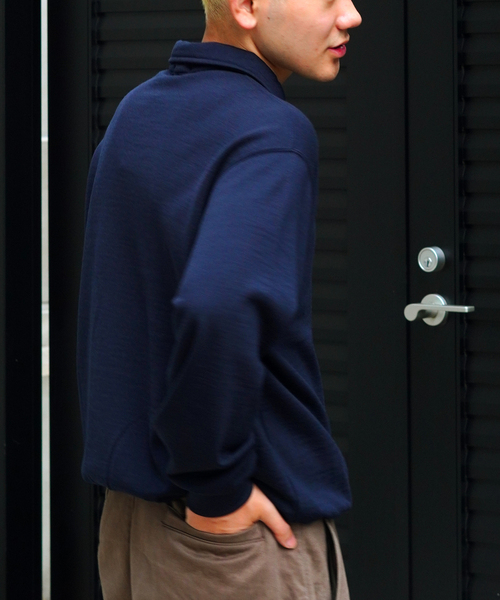 ALLEGE(アレッジ)の「【ALLEGE / アレッジ】HALF ZIP CUTSEAW(Tシャツ/カットソー・メンズ・グレー/ネイビー・3)」の11枚目の写真