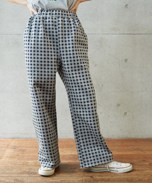 PAR ICI（パーリッシィ）の「ギンガムポンチ イージーパンツ（その他パンツ・レディース・ベージュ/ネイビー・FREE）」の2枚目の写真
