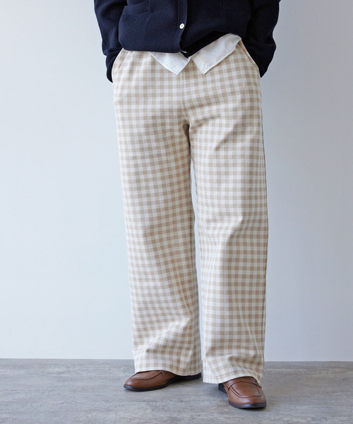 PAR ICI（パーリッシィ）の「ギンガムポンチ イージーパンツ（その他パンツ・レディース・ベージュ/ネイビー・FREE）」の3枚目の写真