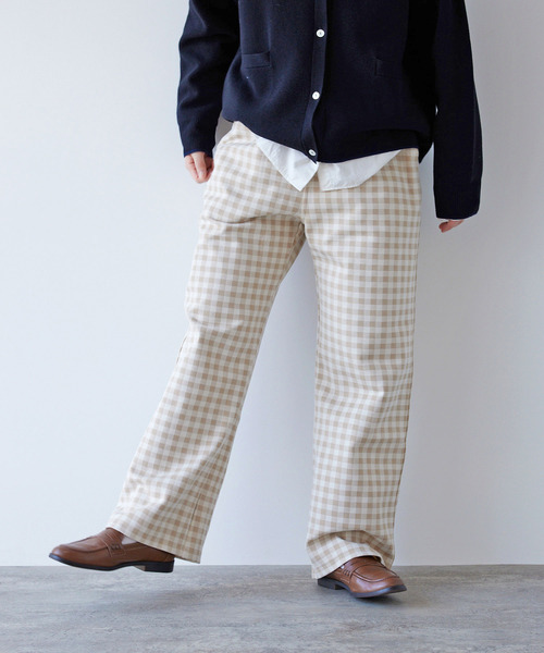PAR ICI（パーリッシィ）の「ギンガムポンチ イージーパンツ（その他パンツ・レディース・ベージュ/ネイビー・FREE）」の4枚目の写真