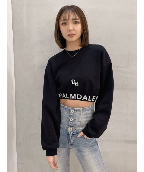 GYDA(ジェイダ)の「アンダーロゴジャカード ショートスウェットトップス(スウェット・レディース・ブラック/オフホワイト・FREE)」の8枚目の写真