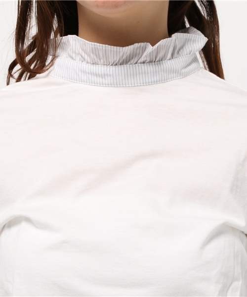 OUTLET(アウトレット)の「【who's who Chico】スタンドフリル衿ロンT(Tシャツ/カットソー・レディース・グレー/ネイビー/オフホワイト/ホワイト・FREE)」の7枚目の写真