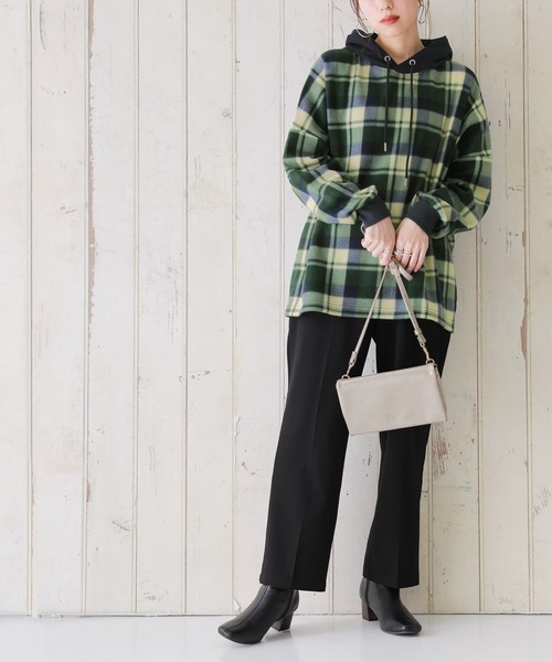 osharewalker（オシャレウォーカー）の「【廃盤】『チェック柄起毛パーカー』（パーカー・レディース・グリーン/ブラウン・FREE）」の8枚目の写真