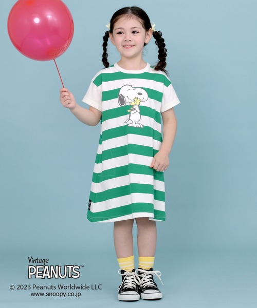 trois lapins kp（トロワラパンケーピー）の「【PEANUTS】スヌーピーコラボ ボーダーワンピース(100～130)（ワンピース・キッズ・ブラック/グリーン・100cm/110cm/130cm/120cm）」の13枚目の写真
