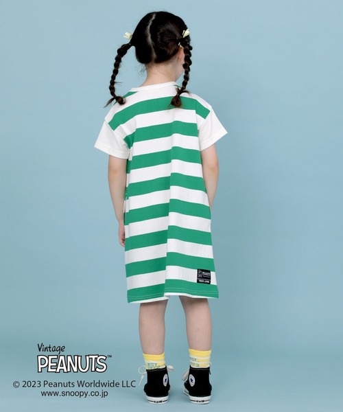 trois lapins kp（トロワラパンケーピー）の「【PEANUTS】スヌーピーコラボ ボーダーワンピース(100～130)（ワンピース・キッズ・ブラック/グリーン・100cm/110cm/130cm/120cm）」の7枚目の写真