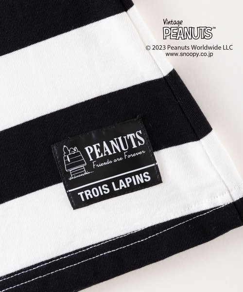 trois lapins kp（トロワラパンケーピー）の「【PEANUTS】スヌーピーコラボ ボーダーワンピース(100～130)（ワンピース・キッズ・ブラック/グリーン・100cm/110cm/130cm/120cm）」の5枚目の写真