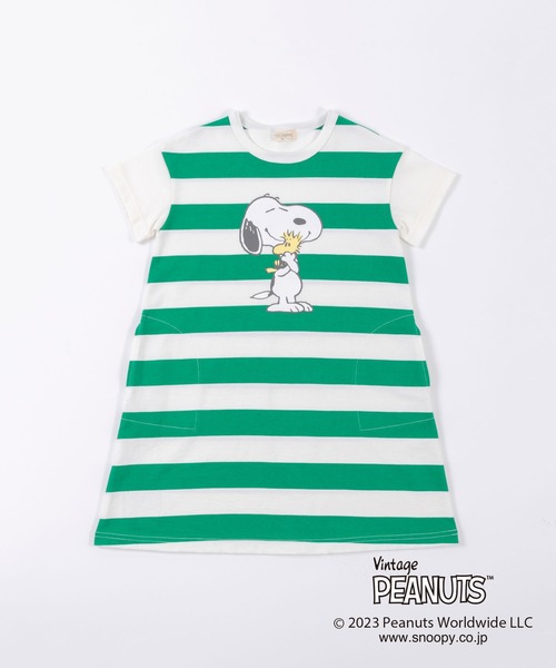 trois lapins kp（トロワラパンケーピー）の「【PEANUTS】スヌーピーコラボ ボーダーワンピース(100～130)（ワンピース・キッズ・ブラック/グリーン・100cm/110cm/130cm/120cm）」の9枚目の写真