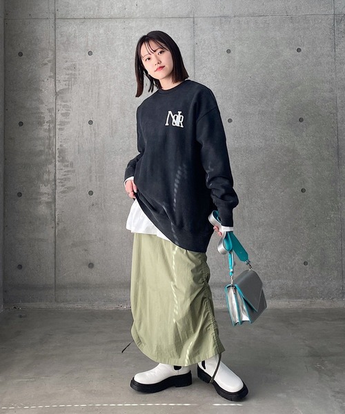 PAGEBOY（ページボーイ）の「クラックカレッジBIGスウェット（スウェット・レディース・ブラック/ターコイズブルー/オートミール・FREE）」の7枚目の写真