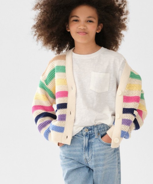 GAP（ギャップ）の「シェーカーステッチ カーディガン (キッズ)（カーディガン/ボレロ・キッズ・マルチ/ネイビー・S/XS/M/L/XXL/XL）」の2枚目の写真