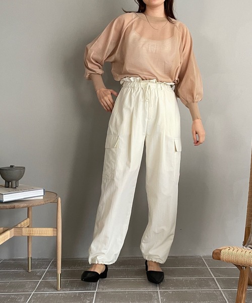 LOWRYS FARM（ローリーズファーム）の「シアーボリュームスリーブカーデロングスリーブ＊　177921（カーディガン/ボレロ・レディース・ホワイト/ブラック/ベージュ/ブルー/ブルー系その他/イエロー/オレンジ・FREE）」の18枚目の写真