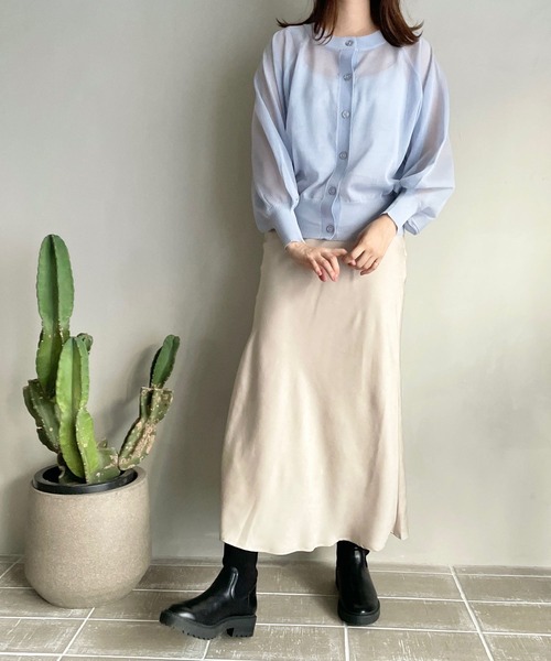 LOWRYS FARM（ローリーズファーム）の「シアーボリュームスリーブカーデロングスリーブ＊　177921（カーディガン/ボレロ・レディース・ホワイト/ブラック/ベージュ/ブルー/ブルー系その他/イエロー/オレンジ・FREE）」の17枚目の写真