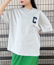【CONART】Cアップリケ ビッグ オーバーサイズ コットン100 無地 1/2スリーブ Tシャツ