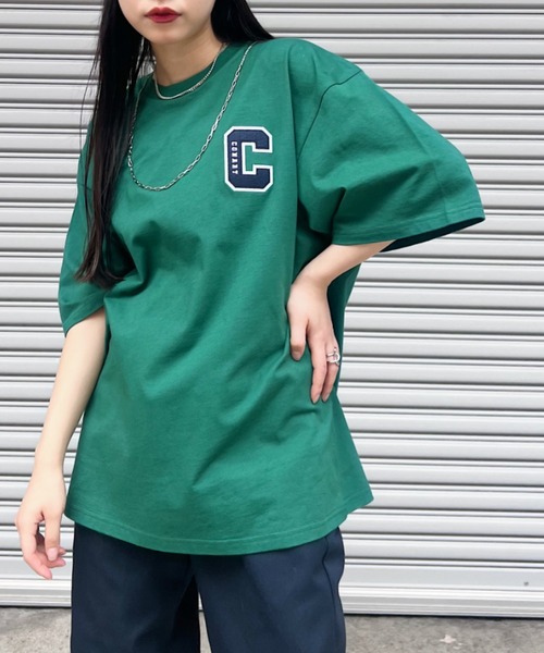 Niell（ニール）の「【CONART】Cアップリケ ビッグ オーバーサイズ コットン100 無地 1/2スリーブ Tシャツ（Tシャツ/カットソー・レディース・ネイビー/ホワイト/ブラック/グレー/ダークグリーン・M/L）」の4枚目の写真