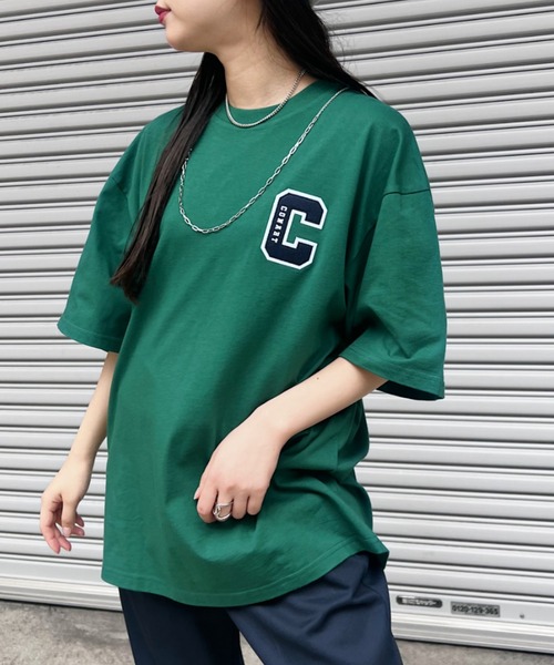 Niell（ニール）の「【CONART】Cアップリケ ビッグ オーバーサイズ コットン100 無地 1/2スリーブ Tシャツ（Tシャツ/カットソー・レディース・ネイビー/ホワイト/ブラック/グレー/ダークグリーン・M/L）」の10枚目の写真