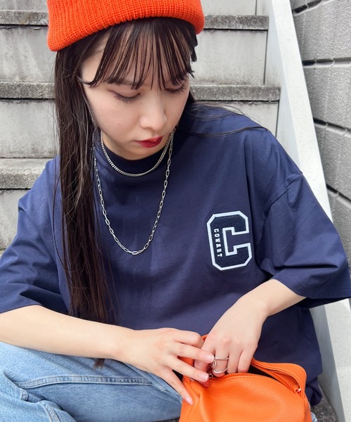 Niell（ニール）の「【CONART】Cアップリケ ビッグ オーバーサイズ コットン100 無地 1/2スリーブ Tシャツ（Tシャツ/カットソー・レディース・ネイビー/ホワイト/ブラック/グレー/ダークグリーン・M/L）」の12枚目の写真