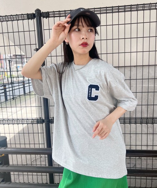 Niell（ニール）の「【CONART】Cアップリケ ビッグ オーバーサイズ コットン100 無地 1/2スリーブ Tシャツ（Tシャツ/カットソー・レディース・ネイビー/ホワイト/ブラック/グレー/ダークグリーン・M/L）」の18枚目の写真