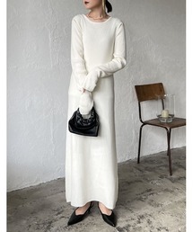 Re:EDIT | [2023S/S COLLECTION][低身長/高身長サイズ有]無地orボーダーショルダースリット指穴ナローニットワンピース(ワンピース)