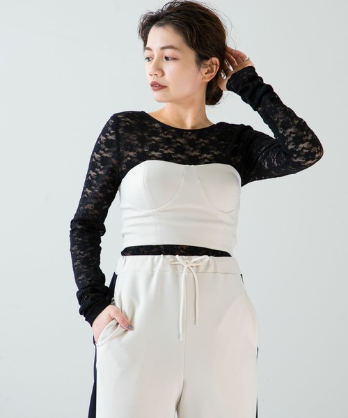 URBAN RESEARCH(アーバンリサーチ)の「ambiguous Stretch Bustier(チューブトップ・レディース・ボルドー/オフホワイト/ブラック・FREE)」の4枚目の写真