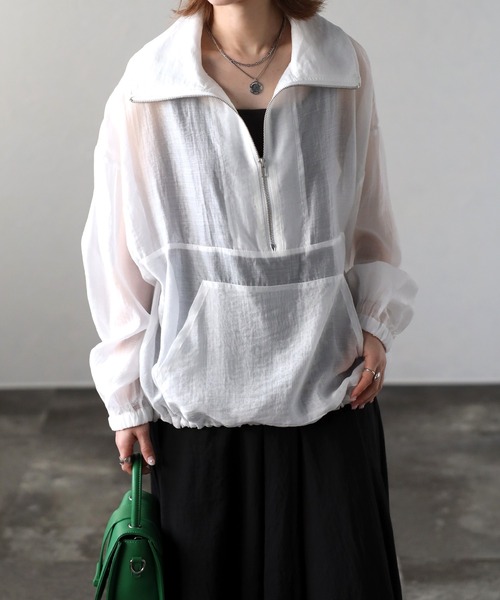 Bonjour Sagan（ボンジュールサガン）の「ハーフジップシアーブルゾン（ブルゾン・レディース・ベージュ/ホワイト・FREE）」の22枚目の写真