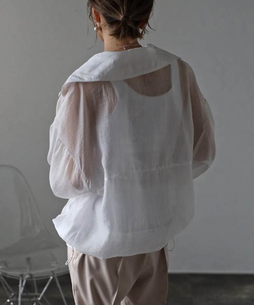 Bonjour Sagan（ボンジュールサガン）の「ハーフジップシアーブルゾン（ブルゾン・レディース・ベージュ/ホワイト・FREE）」の17枚目の写真