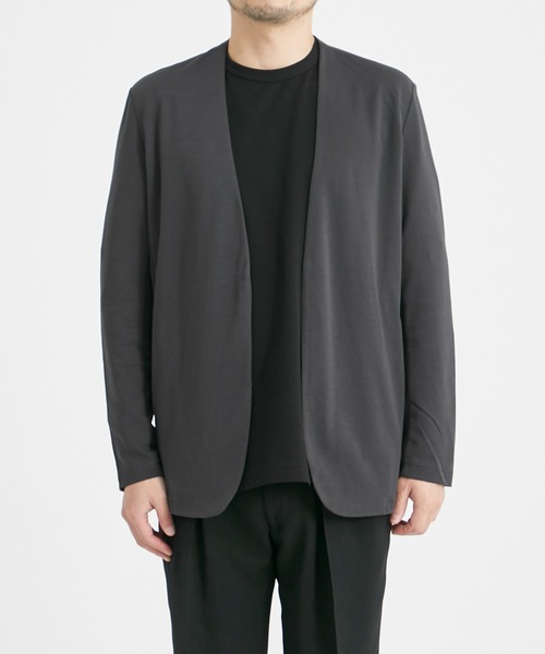 ATTACHMENT ブラック カーディガン サイズ2 ATTACHMENT / アタッチメント】DOUBLE FACE COLLARLESS CARDIGAN
