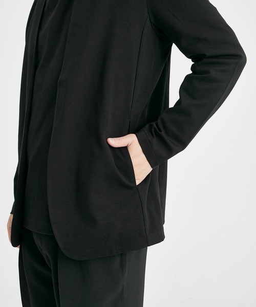 ATTACHMENT ブラック カーディガン サイズ2 ATTACHMENT / アタッチメント】DOUBLE FACE COLLARLESS CARDIGAN