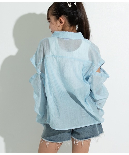 ANAP GｉRL（アナップガール）の「2WAYシアーシャツ（シャツ/ブラウス・キッズ・サックスブルー/ブラック・M/S）」の18枚目の写真
