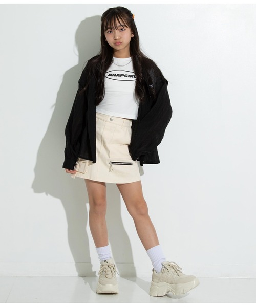 ANAP GｉRL（アナップガール）の「2WAYシアーシャツ（シャツ/ブラウス・キッズ・サックスブルー/ブラック・M/S）」の12枚目の写真