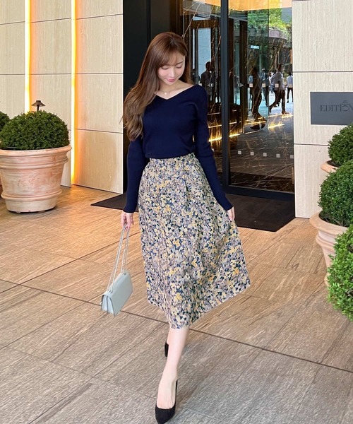 KOBE LETTUCE（コウベレタス）の「［ 岡部あゆみさんコラボ ］選べる2丈フラワージャガードスカート（スカート・レディース・イエロー・XS/M/S）」の5枚目の写真