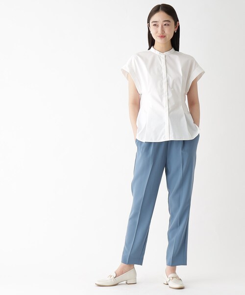 OPAQUE.CLIP(オペークドットクリップ)の「◆UVバンドカラーペプラムシャツブラウス【UV/イージーケア/洗濯機洗い可】(シャツ/ブラウス・レディース・ブラック/オフホワイト/ホワイト系5/ブルー系2/ベージュ系7/レンガ・34/36/38/40/42)」の13枚目の写真