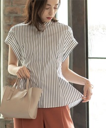 OPAQUE.CLIP | UVバンドカラーペプラムシャツブラウス【UV/イージーケア/洗濯機洗い可】(シャツ/ブラウス)