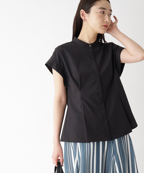 OPAQUE.CLIP(オペークドットクリップ)の「◆UVバンドカラーペプラムシャツブラウス【UV/イージーケア/洗濯機洗い可】(シャツ/ブラウス・レディース・ブラック/オフホワイト/ホワイト系5/ブルー系2/ベージュ系7/レンガ・34/36/38/40/42)」の18枚目の写真