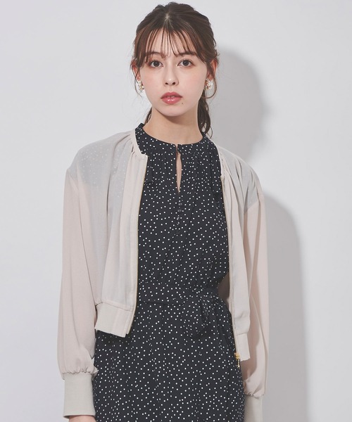 31 Sons de mode（トランテアン　ソン　ドゥ　モード）の「ジョーゼットギャザーブルゾン（ブルゾン・レディース・クリーム/ネイビー・フリー）」の3枚目の写真