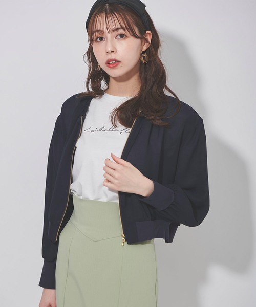 31 Sons de mode（トランテアン　ソン　ドゥ　モード）の「ジョーゼットギャザーブルゾン（ブルゾン・レディース・クリーム/ネイビー・フリー）」の10枚目の写真