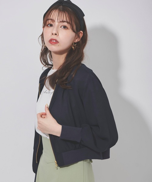 31 Sons de mode（トランテアン　ソン　ドゥ　モード）の「ジョーゼットギャザーブルゾン（ブルゾン・レディース・クリーム/ネイビー・フリー）」の11枚目の写真